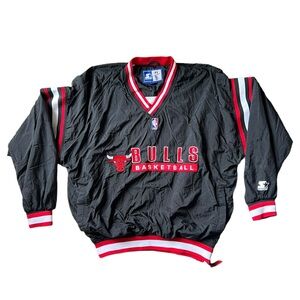 Vintage Starter NBA Chicago Bulls Pull Over‎ Overhead Nylon Training Jacket XL
